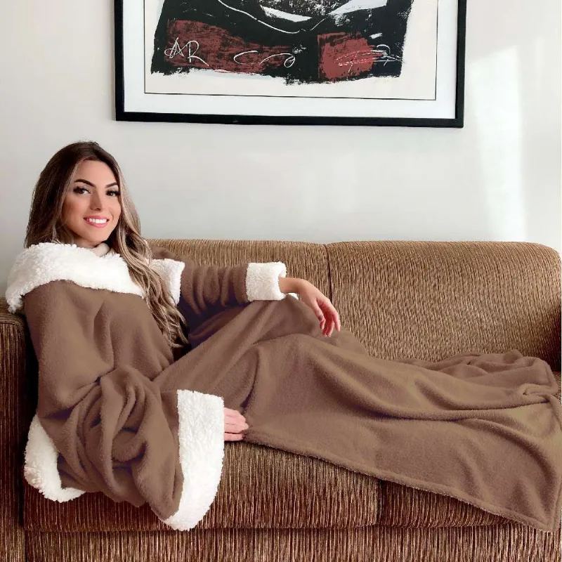 Cobertor de Manga com Sherpa Tipo Lã de Carneiro Casa Dona