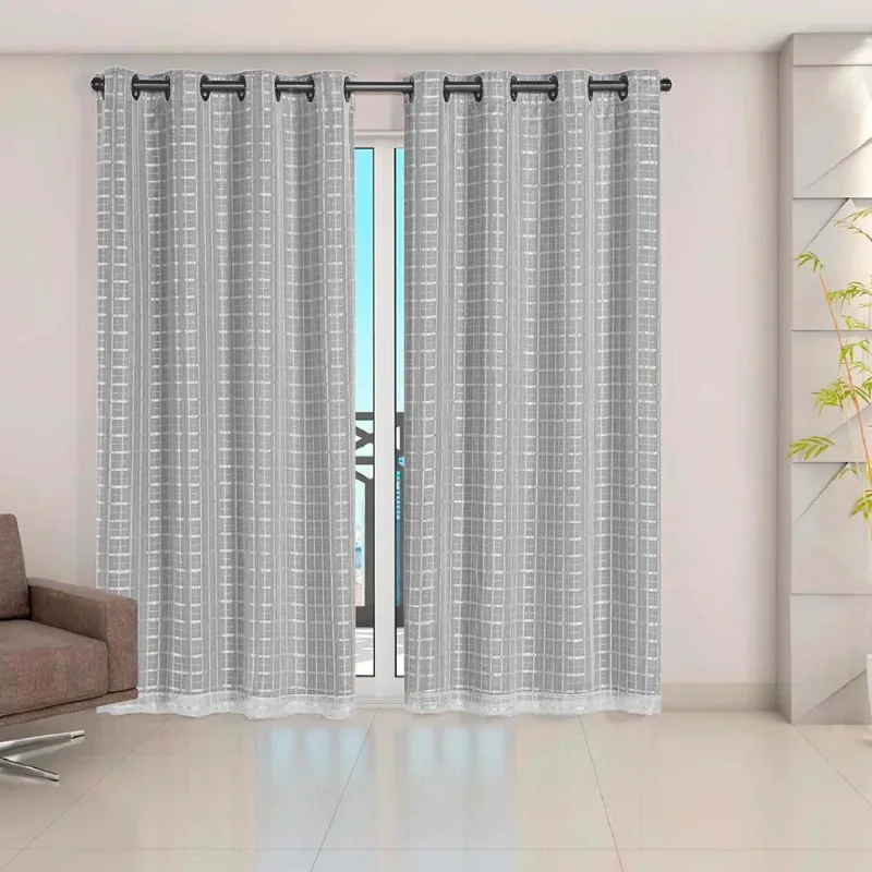 Cortina Blackout Pvc com Voil Tecido Xadrez 2,00 M X 1,40 M em 4 Opções de Cores - Casa Dona