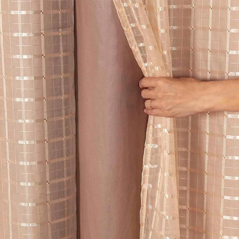 Cortina Blackout Pvc com Voil Tecido Xadrez 2,8 M X 2,3 M em 4 Opções de Cores - Casa Dona