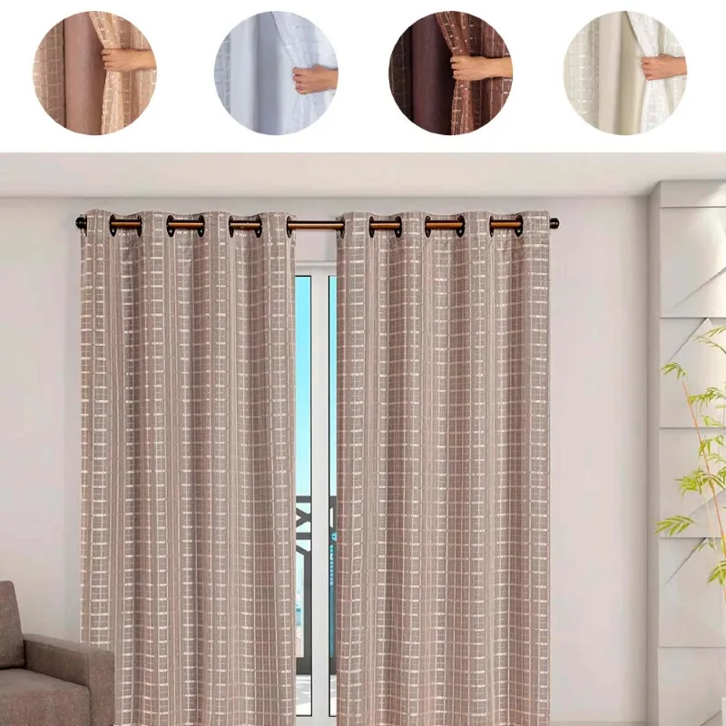 Cortina Blackout Pvc com Voil Tecido Xadrez 2,8 M X 2,3 M em 4 Opções de Cores - Casa Dona