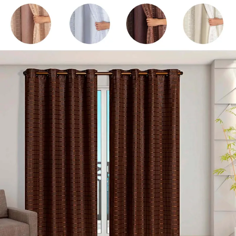 Cortina Blackout Pvc com Voil Tecido Xadrez 2,00 M X 1,40 M em 4 Opções de Cores - Casa Dona