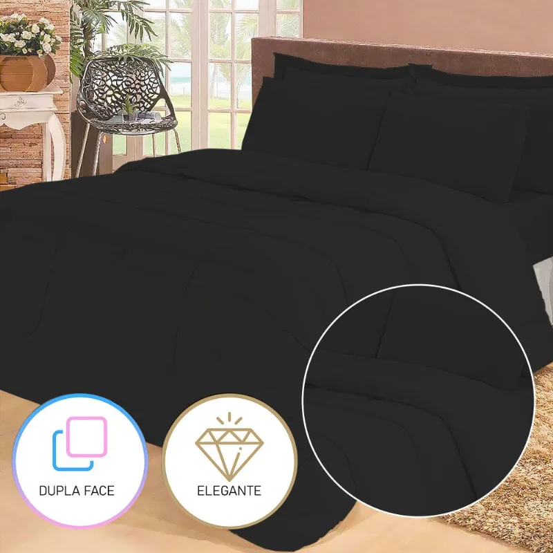 Jogo De Cama Casal Com Edredom Lençol Fronha Função Cobre Leito E Cobertor