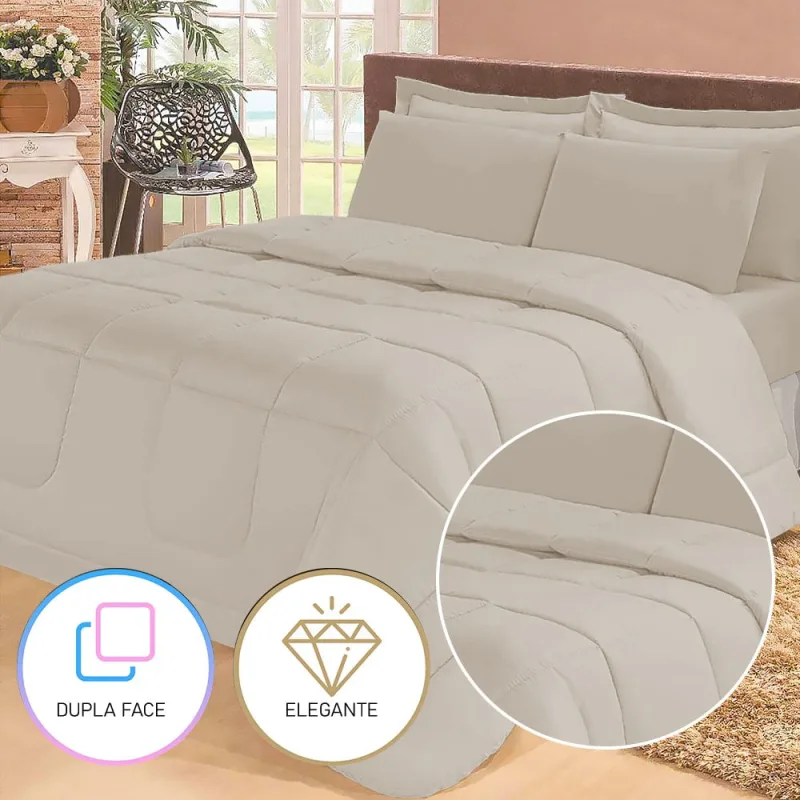 Jogo De Cama Casal Com Edredom Lençol Fronha Função Cobre Leito E Cobertor - Não Informado - Cama, Mesa E Banho