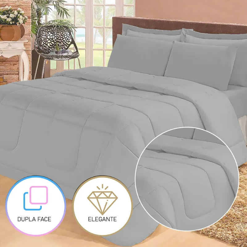Jogo De Cama Casal Com Edredom Lençol Fronha Função Cobre Leito E Cobertor