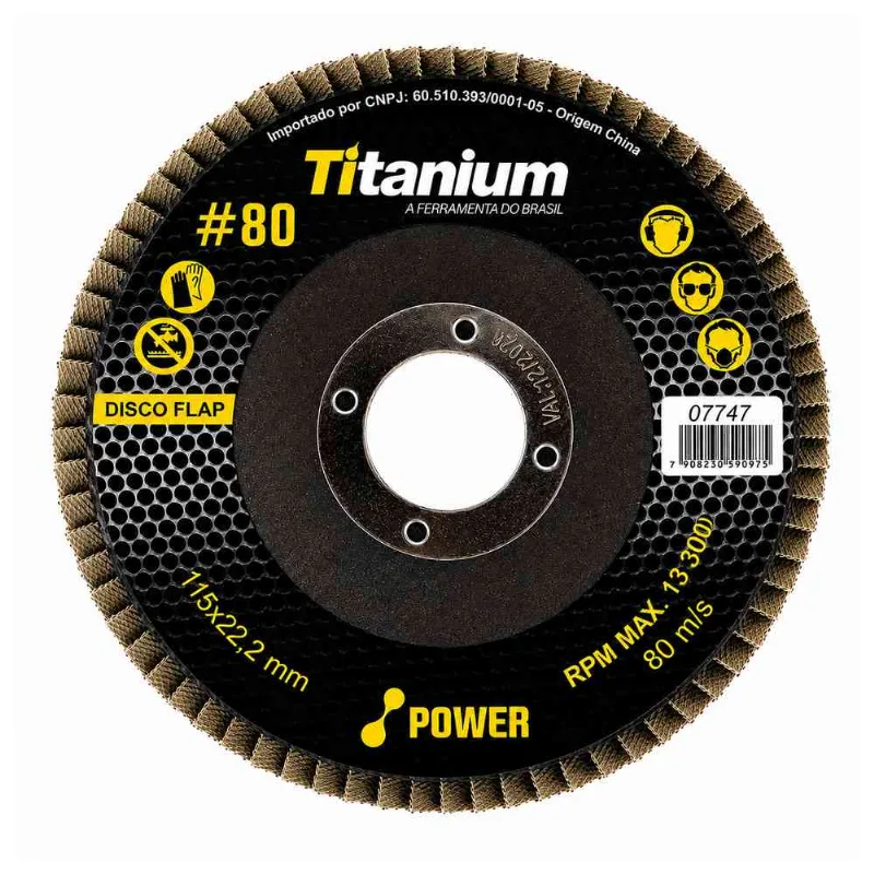 Disco Flap 4.1/2" 115x22mm Grão 80 07747 Titanium