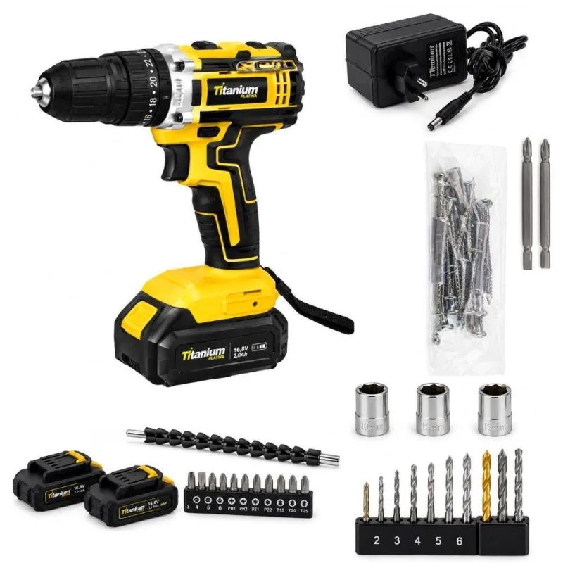 Kit Furadeira Parafusadeira de Impacto 3/8" 21V 33 Peças Titanium - TITANIUM - Ferramentas