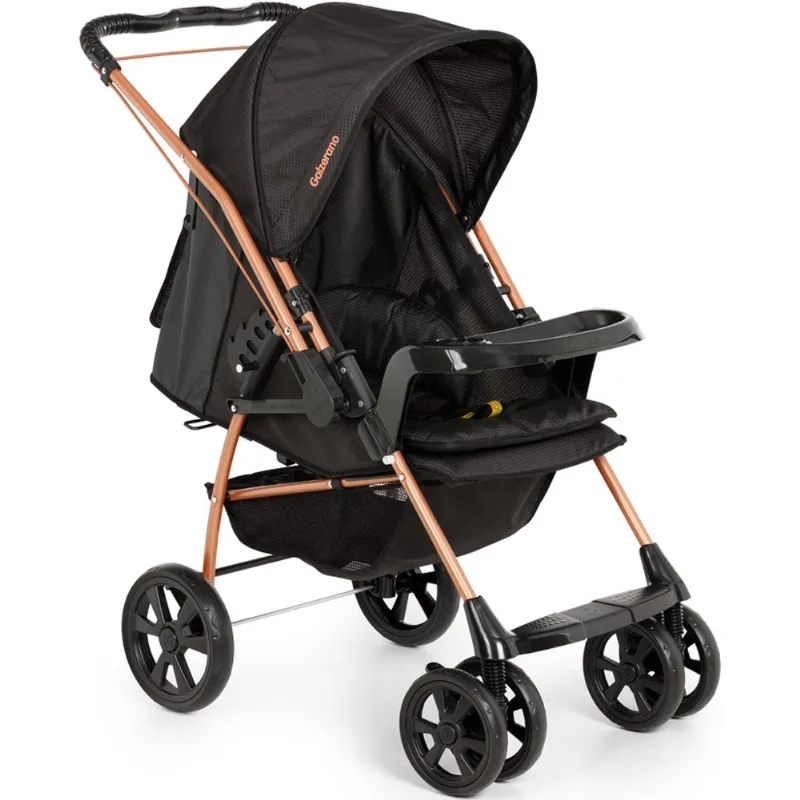 Carrinho De Bebê Galzerano Milano Reversível III Cor Preto Com Rosé