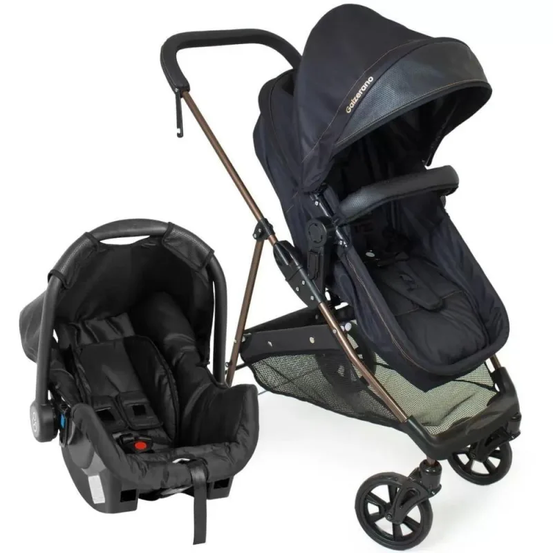 Travel System Galzerano Carrinho De Bebê Napoli 1449 Preto E Cobre - Galzerano