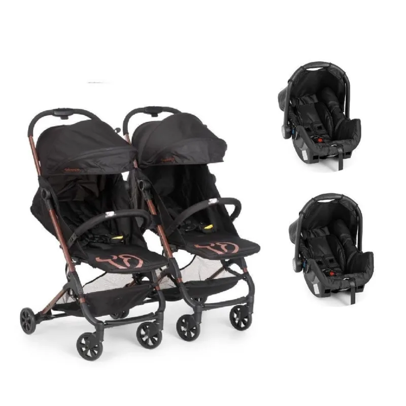 Carrinho de Bebê Galzerano Gêmeos Duolee + 2 Bebes Conforto