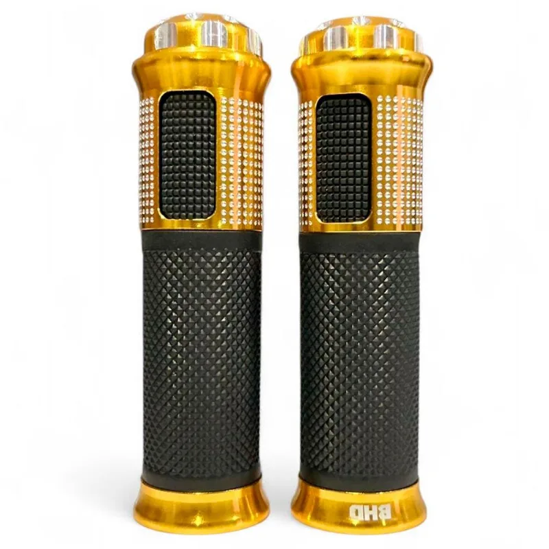 Manopla Para Moto BHD Universal Cracking Night Sem Roldana Preto E Dourado (MP)