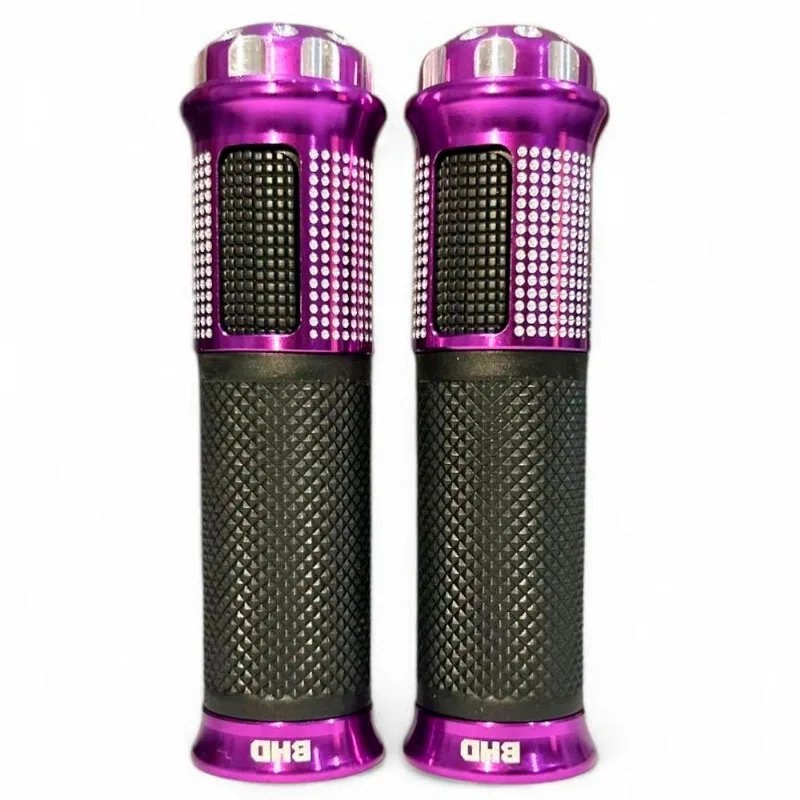 Manopla Para Moto BHD Universal Cracking Night Sem Roldana Preto E Roxo (MP)