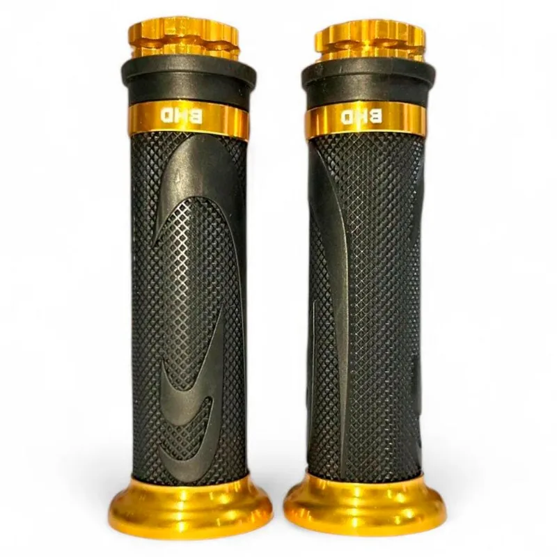 Manopla Para Moto BHD Universal Pro-Urban Sem Roldana Preto E Dourado (MP)