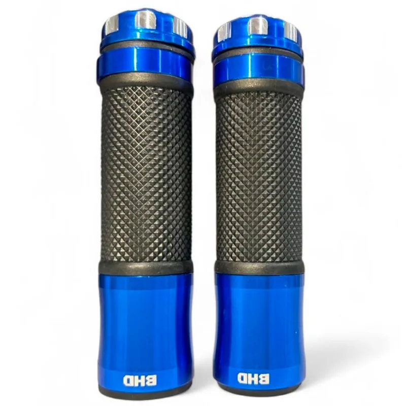Manopla Para Moto BHD Universal Racing Street Sem Roldana Preto E Azul (MP)