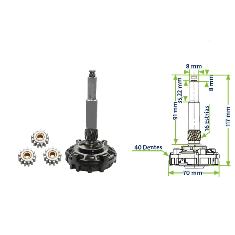 Planetária Motor Partida 12V RF70-M15 Palio Idea 1.6 16V 11/ Punto 1.4 12/ Unifap