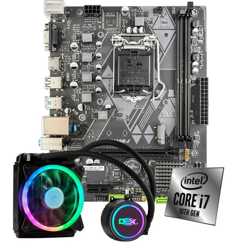 Kit Upgrade Intel I7-10700 Placa Mãe H410m Com Water Cooler