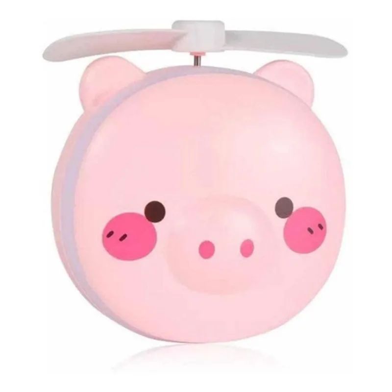 Espelho Com Ventilador Usb Porco Rosa Espelho Led Portátil