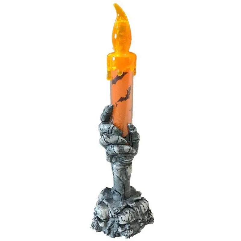 Castiçal Com Vela Laranja Led
