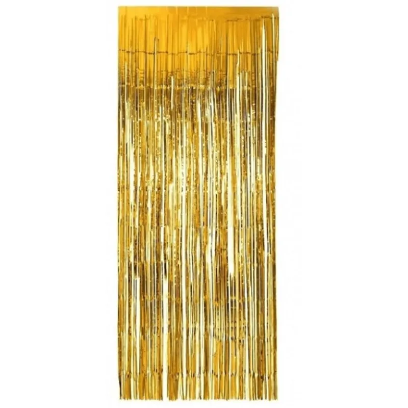 Cortina de Ráfia Metalizada Dourada 1m x 2m