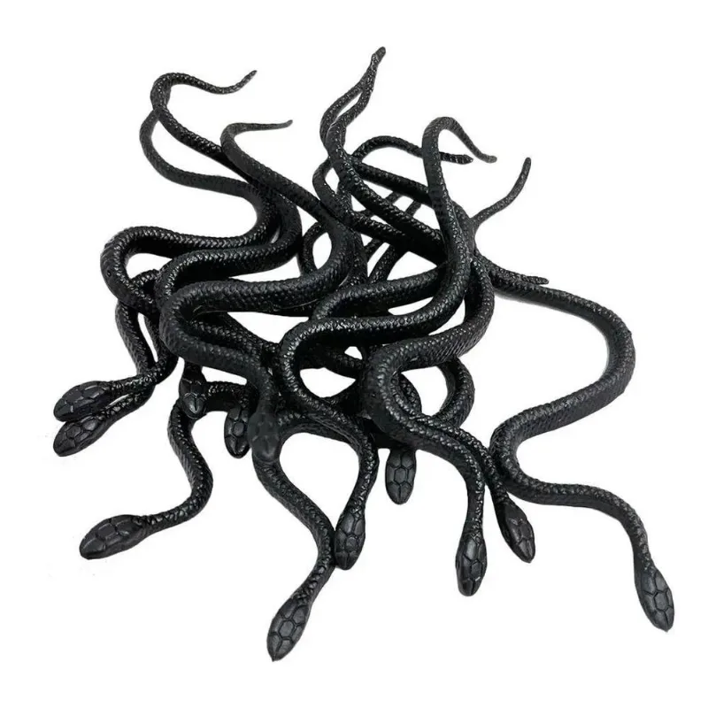 Cobra De Brinquedo Borracha Preta - 12 Unidades