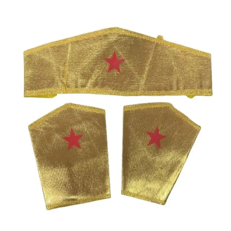 Kit Mulher Maravilha Tiara E Braceletes Dourado Fantasia