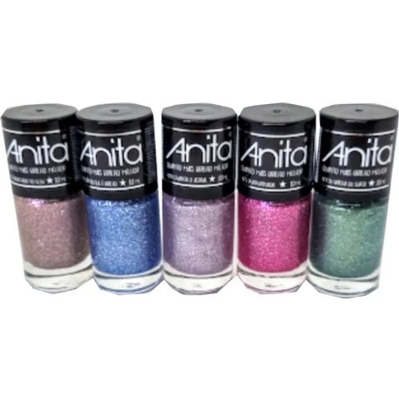Anita Esmalte Coleção Quanto + Brilho Melhor 5 Cores Glitter