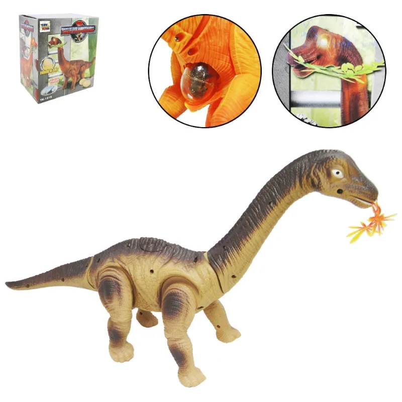 Dinossauro bota ovo com projetor de imagem + som a pilha 50x25x13cm na caixa