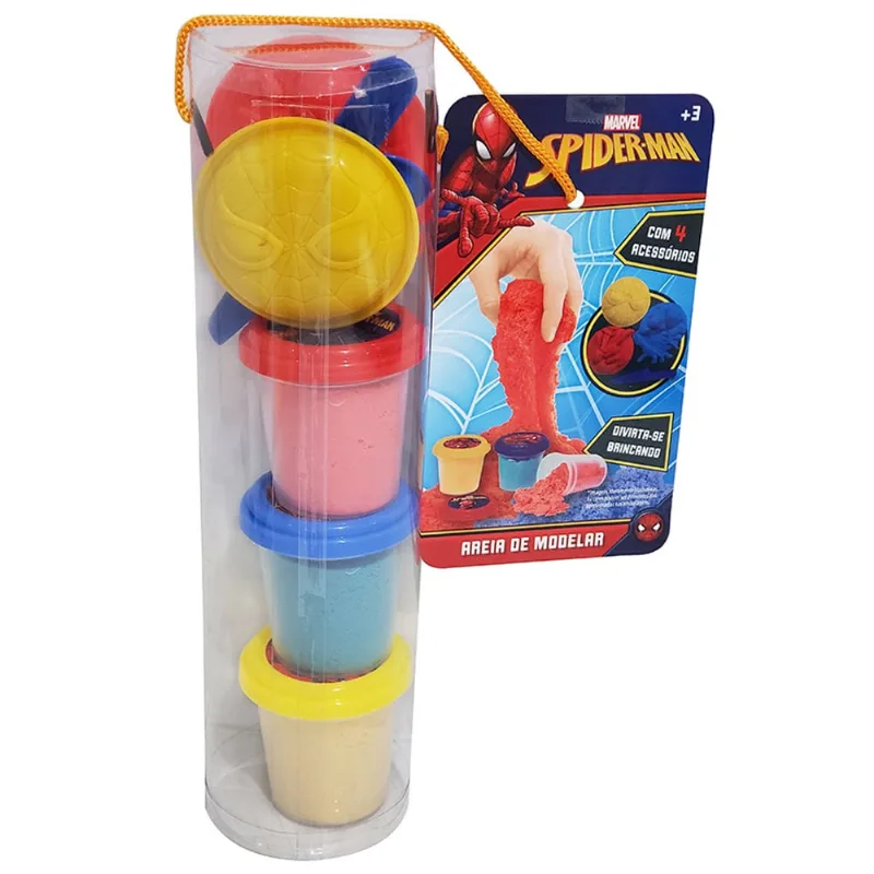 Massinha areia de modelar tubo spiderman DY-976 etitoys