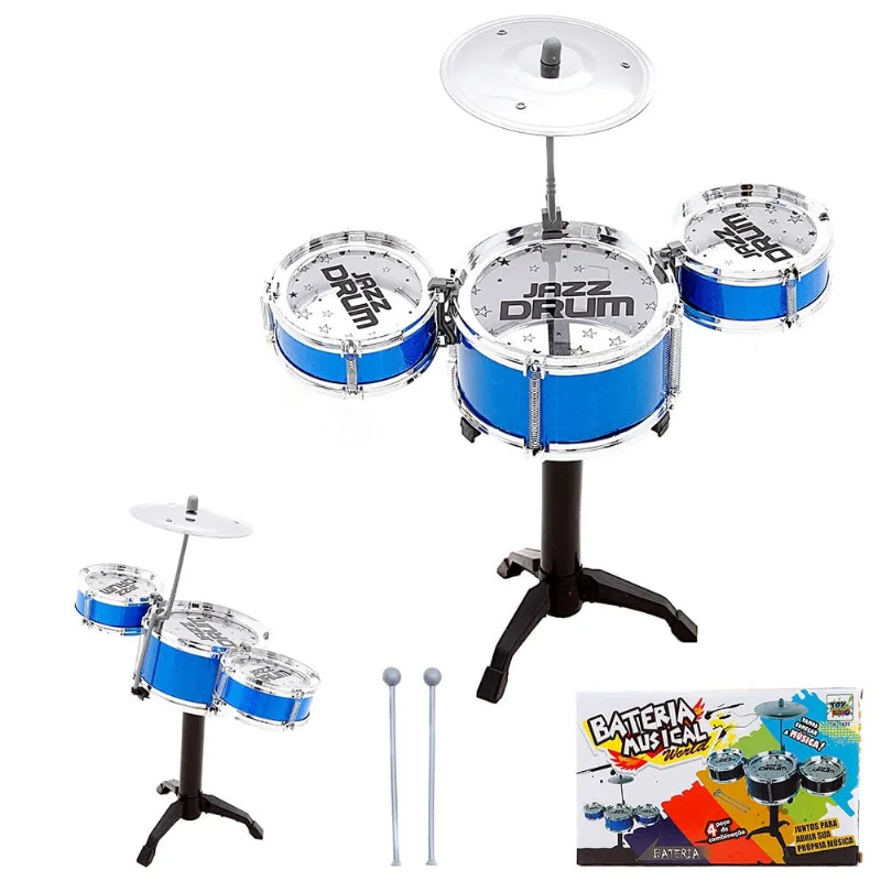 Brinquedo Bateria Musical World Infantil Rock Star 4 Pcs