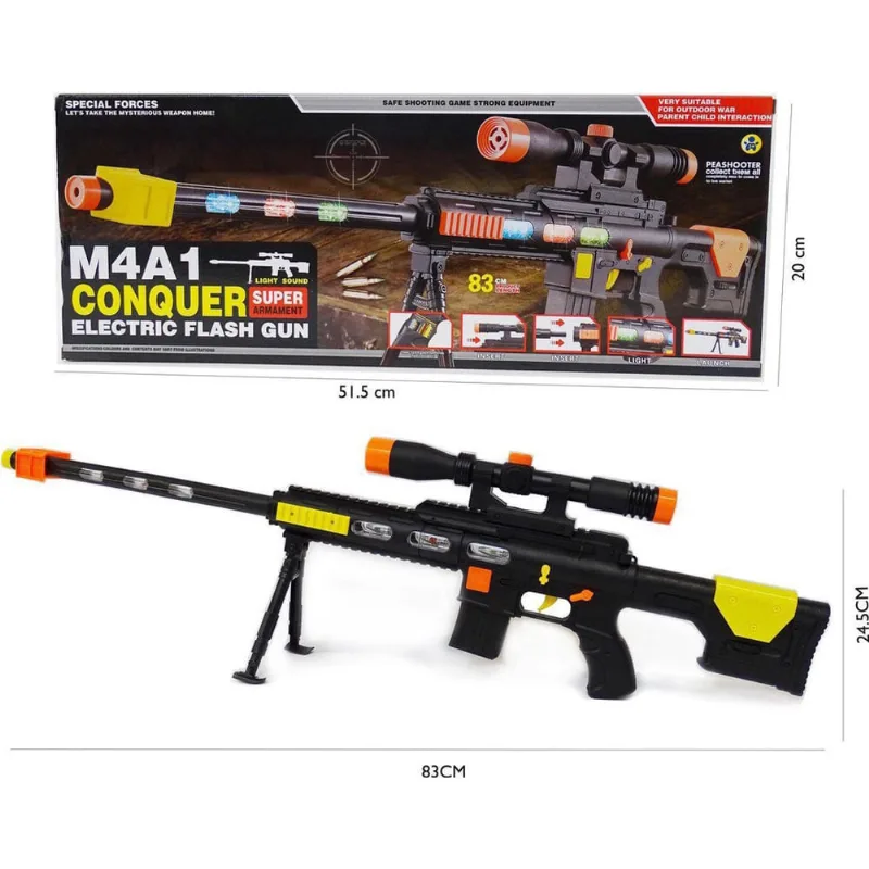 Brinquedo Infantil Arma M4A1 Com Luzes E Som De Disparos