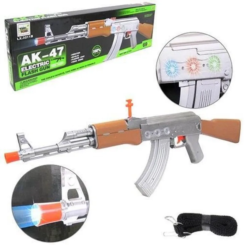 Brinquedo Infantil Arma Metralhadora Ak-47 Com Luzes E Som