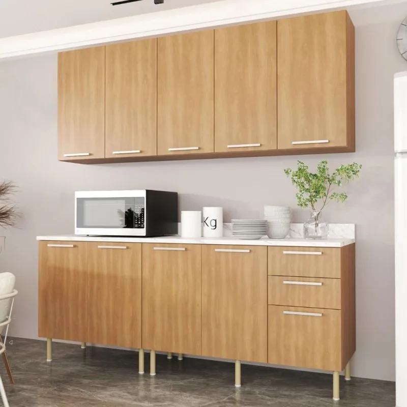 Cozinha Modulada Estela 4 Portas sem Gavetas MDP 200CM Freijó Tecno Mobili - Tecno Mobili
