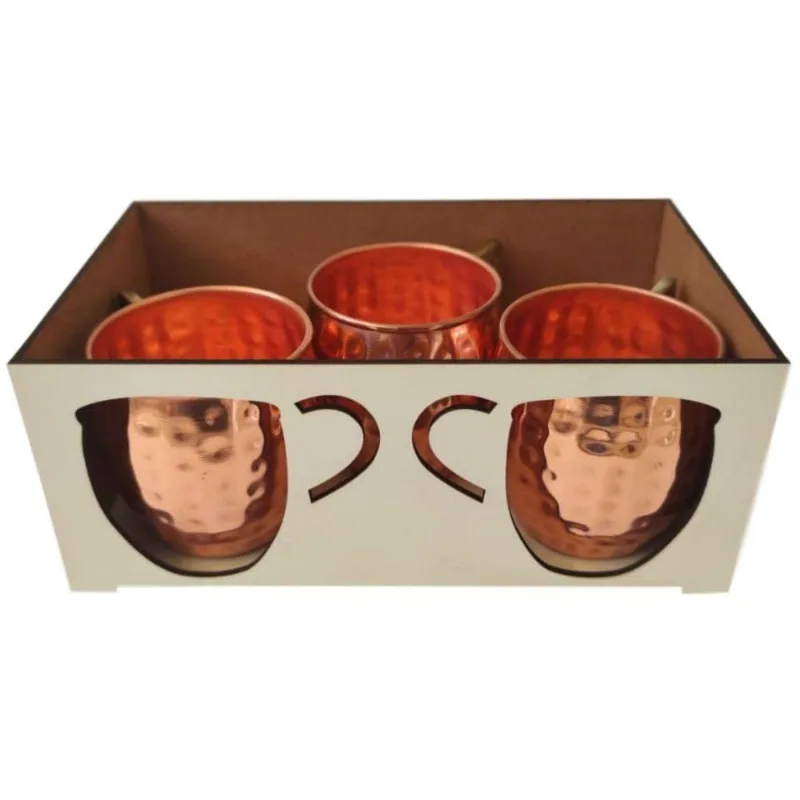 Kit 3 Canecas Moscow Mule Barril Em Cobre Com Caixa