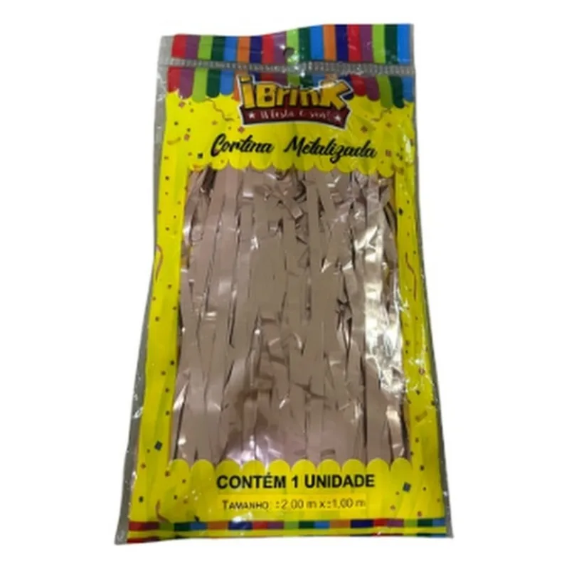 Cortina Metalizada Ibrink Rosa Claro 1x2m (MP)