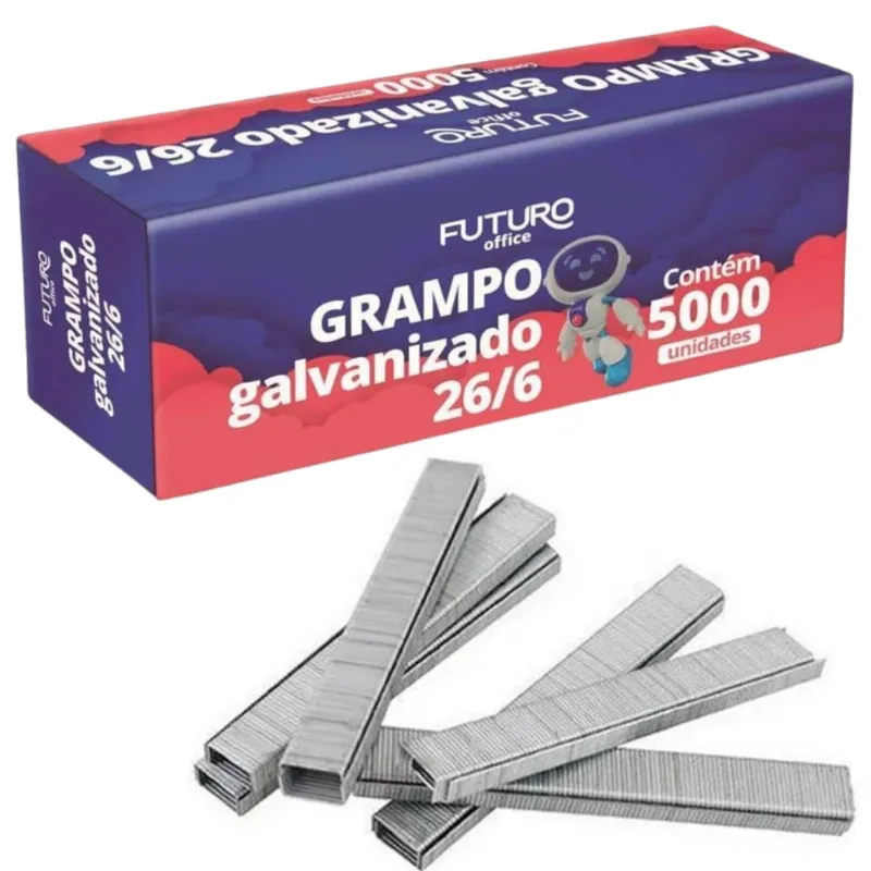 Grampo Galvanizado 26/6 - Grampos Para Grampeador Com 5000 Unidades - Panami