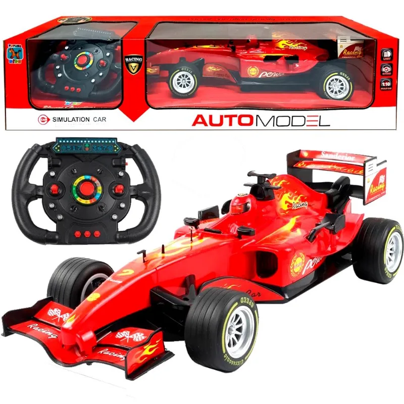 Carrinho de Formula 1 Realista Som de Motor Luz Neblina Pneus Borracha 2.4Ghz Veloz Vermelho