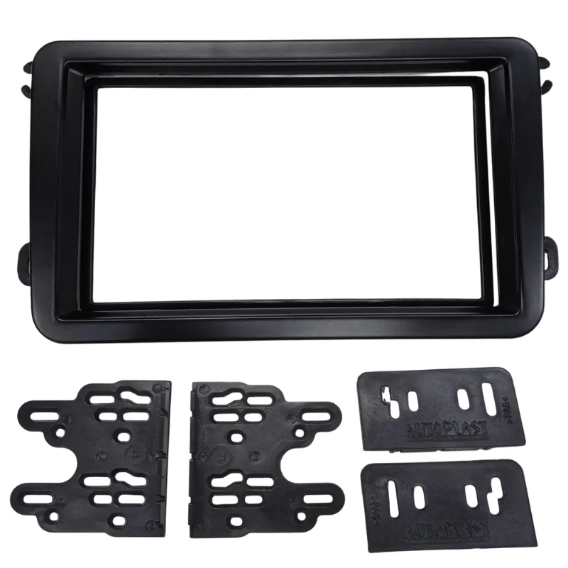 Moldura Painel 2 Din Mp5 Preto Volkswagen Gol Voyage Saveiro Jetta Passat 2017 Em Diante