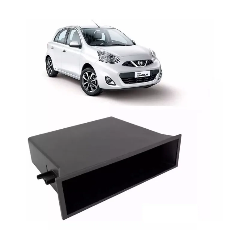 Porta Objetos Moldura 1Din Nissan March Versa e Livina Preto