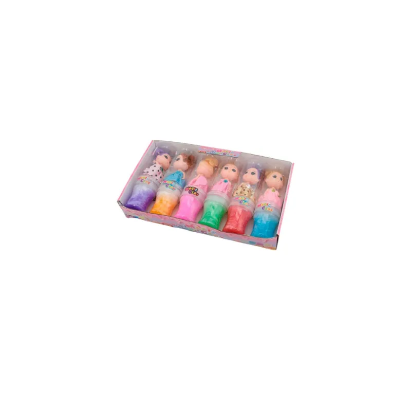 Slime Lama de Cristal Sereia 6 Unidades e Chaveiro de Boneca