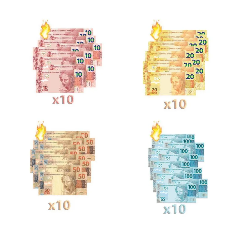 Kit 40 Burning Money - (notas Flash) 10, 20, 50, 100 Reais