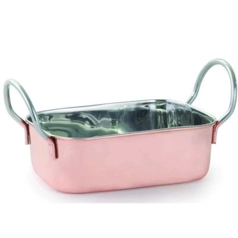 Mini Caçarola Mimo Style Retangular p/ Servir Inox Bronze 7.5cm