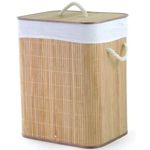 CESTO DE ROUPA EM BAMBU COM TAMPA 40X30X50CM MIMO STYLE BM19232 6841 - CLARO