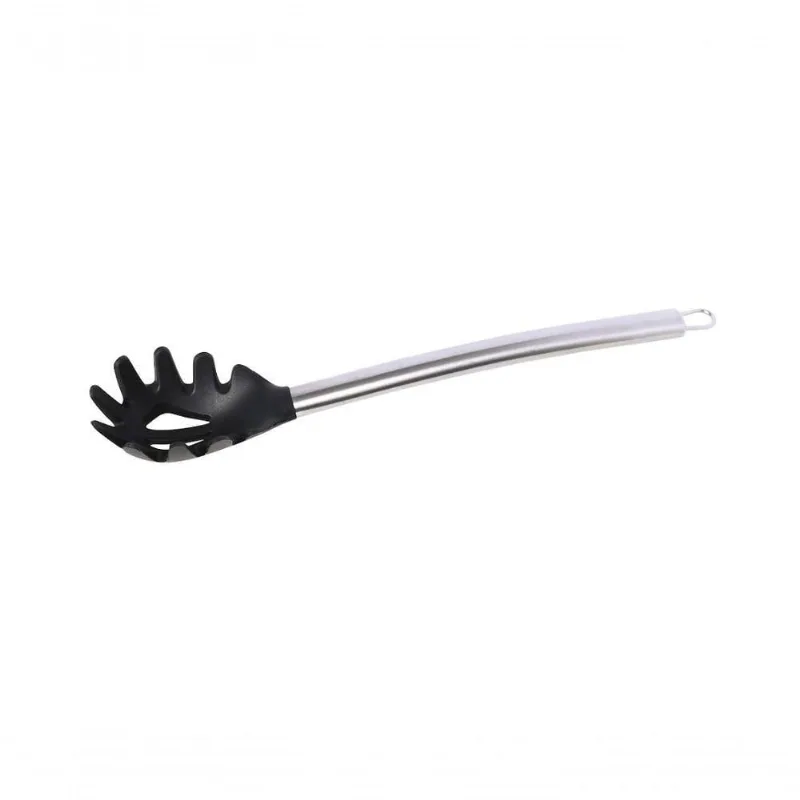 Jogo 2 Colheres Espaguete Silicone Cabo Inox Preto Mimo Style