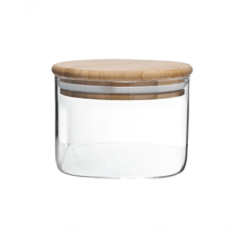 Pote Hermético Vidro Boro C- Tampa De Bambu 370ml Mimo Style