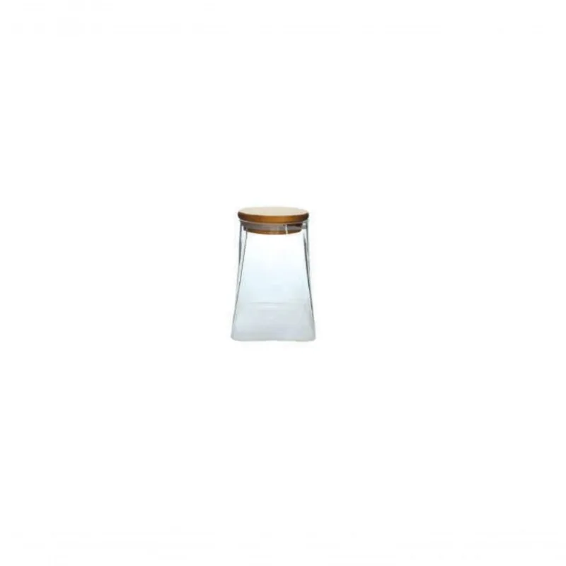 Pote De Vidro Boro Scalene C Tampa Bambu 950 Ml Mimo Style
