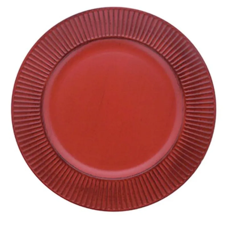Kit 4 Sousplat Listras Vermelho 33 cm Polipropileno - Mimo Style