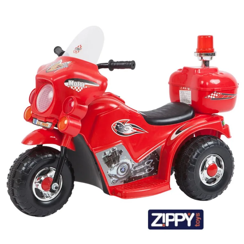 Motocicleta Moto Elétrica Infantil Luz Sirene Polícia e Baú