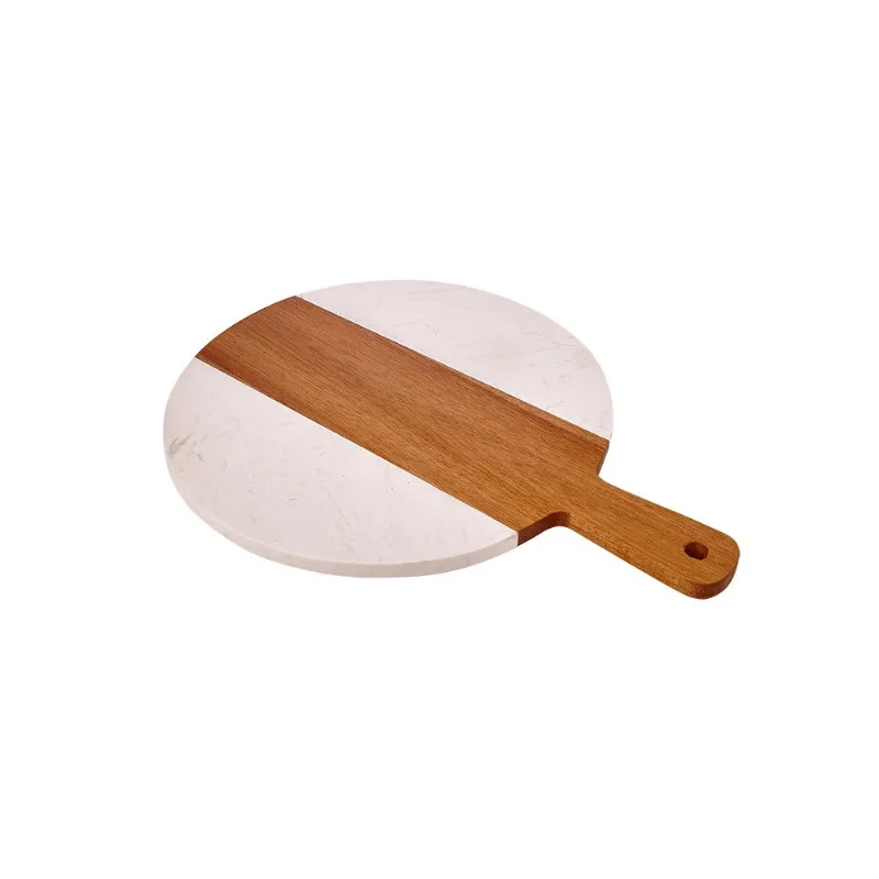 Tábua Redonda Acácia Mármore Branco Mimo