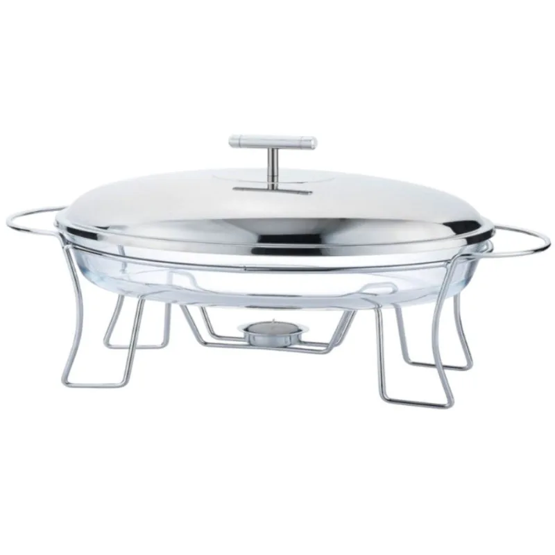 Rechaud Oval Mimo Style Vidro Com Tampa Inox 3 Litros RD23365 (MP)