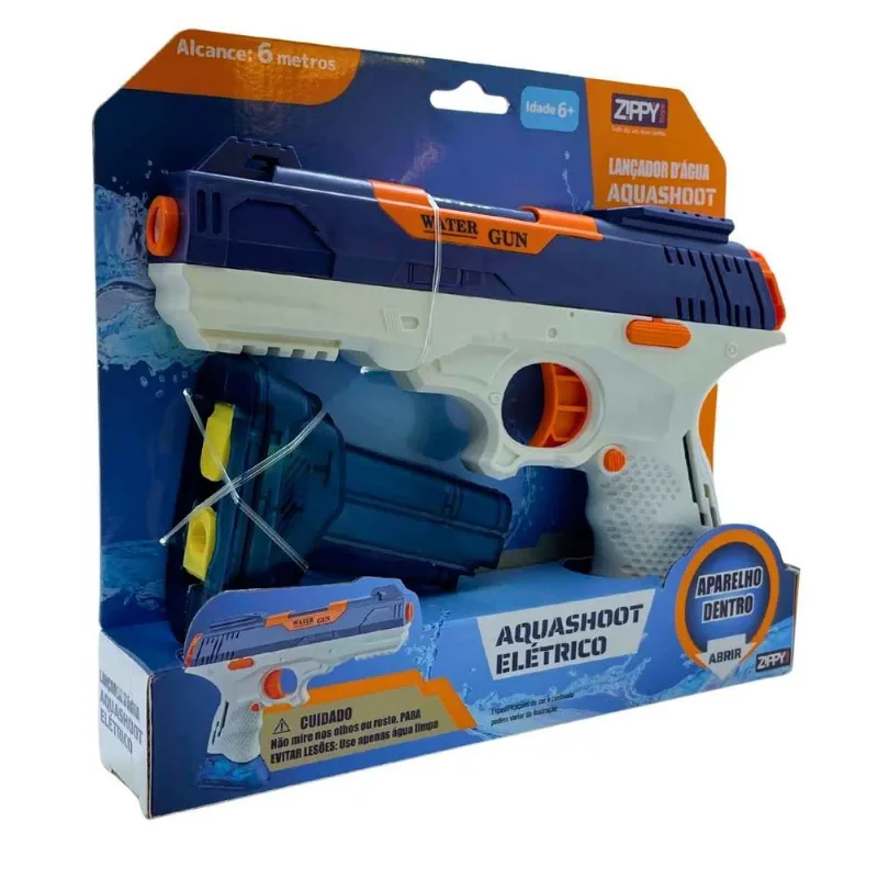 Lançador De Água Elétrico Com Mangueira e Bateria Recarregável, Zippy Toys, Alcance 6 Metros