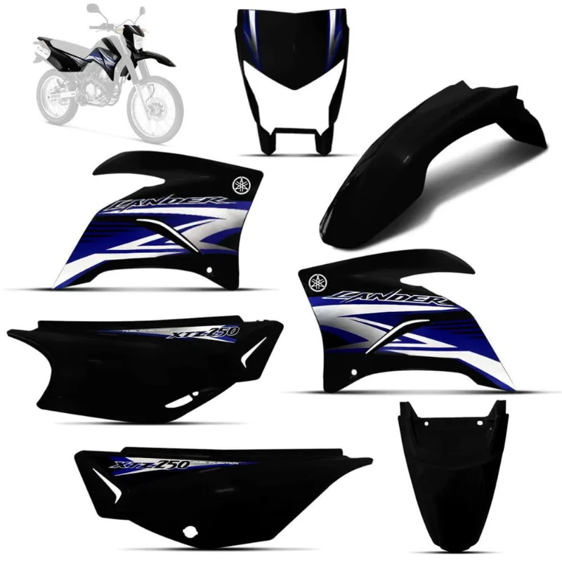 Kit Carenagem Xtz Lander 250 2011 Preta Adesivado